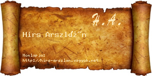 Hirs Arszlán névjegykártya